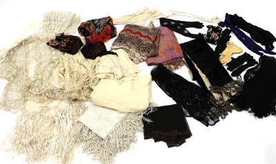 Lot 2146 - Assorted Mainly Early 20th Century Ladies' Costume Accessories, including cream silk and other...