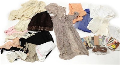 Lot 2155 - Assorted Circa 1920s and Later Costume Accessories, comprising silk and lace underwear...