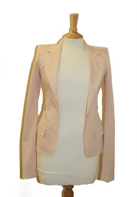 Lot 2158 - Yves Saint Laurent Pale Pink Wool Blazer, with single button fastening, tab details to the...