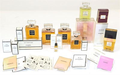 Lot 2166 - Chanel Dummy Factice and Scent Bottles, comprising four small graduated Coco Chanel dummy...