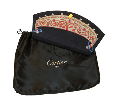 Lot 2182 - Must de Cartier Navy Blue Silk Mounted Bag, with dustbag and card box; and a Must de Cartier...