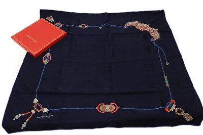 Lot 2182 - Must de Cartier Navy Blue Silk Mounted Bag, with dustbag and card box; and a Must de Cartier...