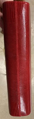 Lot 2187 - Ferragamo Red Leather Handbag with dustbag; and a Caroline Herrera Silk Scarf (boxed) (2)