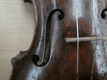 Lot 3007 - Violin 13 15/16'' one piece back, branded on back 'G.B.G' in rectangular box, handwritten label...