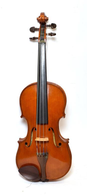 Lot 3009 - Violin 13 7/8'' two piece back by John Mather, labelled 'John Mather Harrogate 1989 no.17' cased