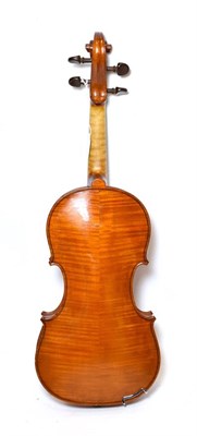 Lot 3009 - Violin 13 7/8'' two piece back by John Mather, labelled 'John Mather Harrogate 1989 no.17' cased
