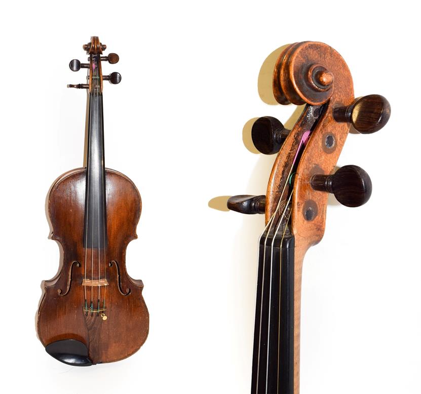 Lot 3010 - Violin 14 1/4'' two piece back, no label
