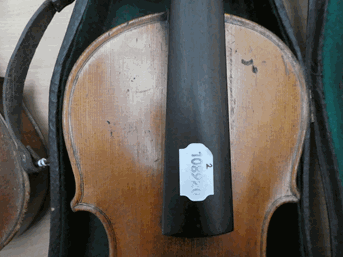 Lot 3011 - Violin 14 1/4'' two piece back, no label, has some repairs to scroll cheeks (cased)