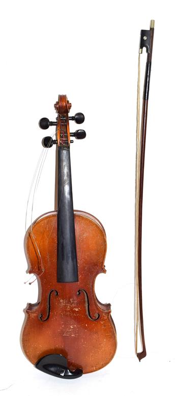 Lot 3014 - Violin 14 1/8'' two piece back, ebony fingerboard, labelled 'Antonius Stradavarius Cremonisis'...