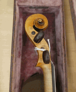 Lot 3016 - Violin 14 1/8'' two piece back, ebony fingerboard, labelled 'Nicolaus Amartus Cremonen...