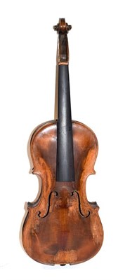 Lot 3018 - Violin 14 1/8'' two piece back, stamped in place of label 'Stainer', finish has been partially...