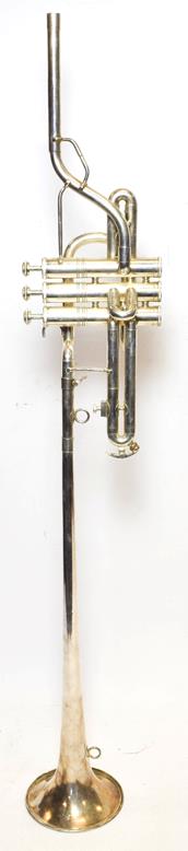 Lot 3027 - Fanfare Trumpet with detachable bell stamped 'Finke' and valve block with serial number 72334...