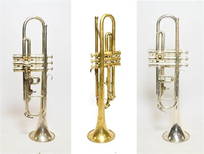 Lot 3028A - Trumpet with rotor valve stamped 'A' and 'Bb', bell engraved 'The Regent The British Band...