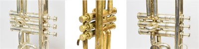 Lot 3028 - Trumpet with rotor valve stamped 'A' and 'Bb', bell engraved 'The Regent The British Band...