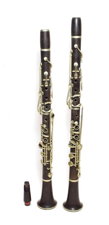 Lot 3029 - Pair Of Clarinets both stamped on all sections 'Jacques Albert Fils' both upper and lower...