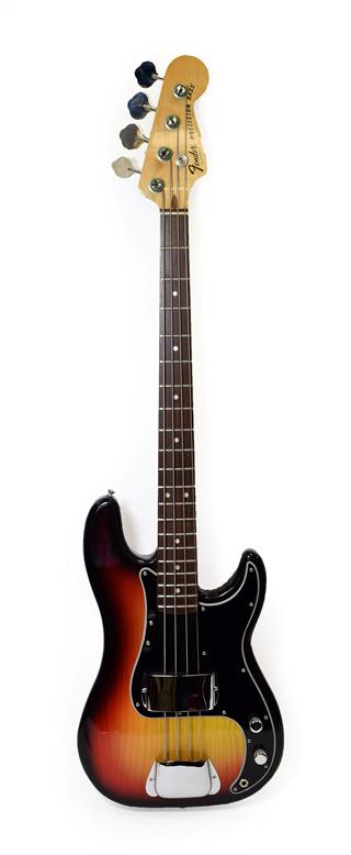 Lot 3033 - Fender Precision Bass Guitar (1976) serial no.7651457, black sunburst finish with black...