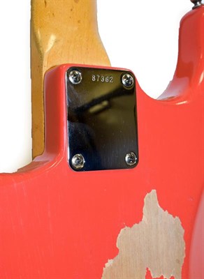 Lot 3035 - Fender Stratocaster Guitar (1962) serial no.87362, red body with cream scratchplate, three way...