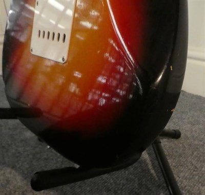 Lot 3036 - Fender Stratocaster Guitar (1963) serial no.L17506 on four screw plate, black sunburst finish...