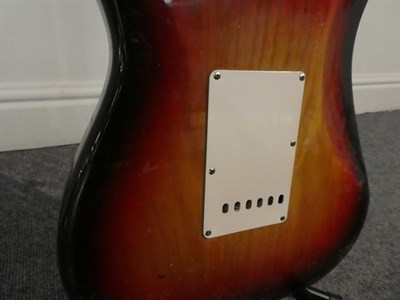 Lot 3037 - Fender Stratocaster Guitar 1976  serial no.7667692, Made in USA, black sunburst finish with...