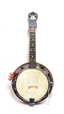 Lot 3046 - Ukelele Banjo 7 3/4'' head, 16 frets, with plaque on headstock 'George Formby Registered',...