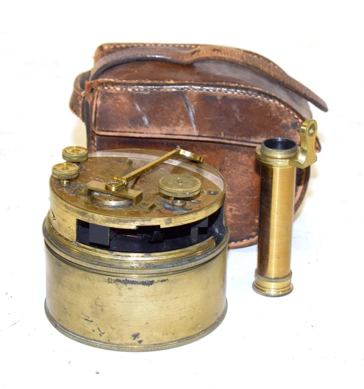 Lot 3060 - Baker (London) Brass Pocket Sextant with Vernier scale and maker's name engraved to casing (in...