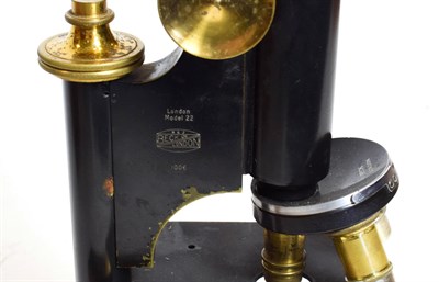 Lot 3061 - Beck (London) Model 22 Microscope no.1066, with three lens turret (cased) together with Bergeon...
