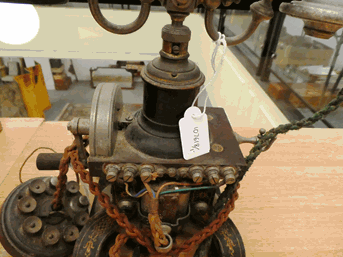 Lot 3062 - Ericsson 'Eiffel Tower' Desk Telephone, circa 1900, with cast iron shaped base, nickel-plated...
