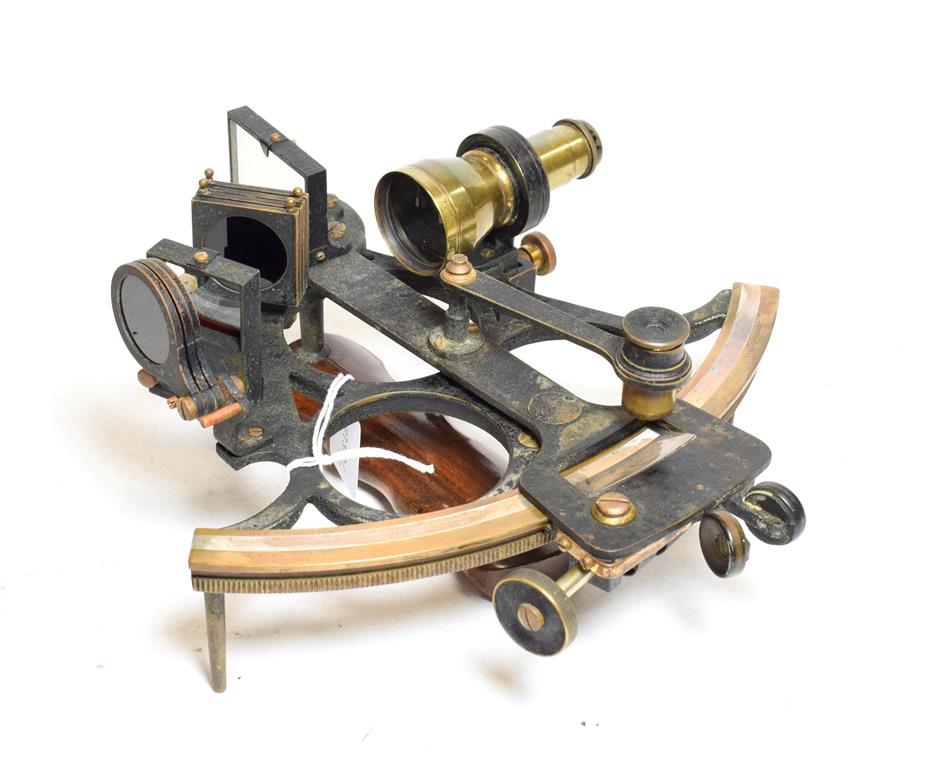 Lot 3067 - H Hughes & Son ''Husun'' Sextant with certificate no.20110 dated 12/1/37, Vernier scale, in...