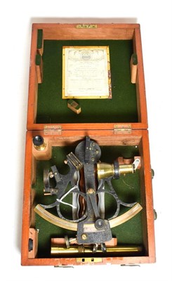 Lot 3067 - H Hughes & Son ''Husun'' Sextant with certificate no.20110 dated 12/1/37, Vernier scale, in...