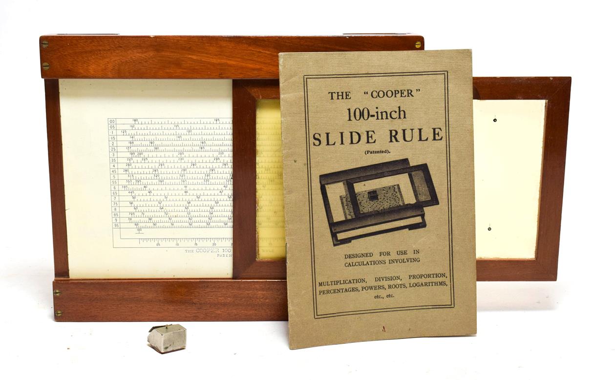 Lot 3075 - The Cooper 100-Inch Slide Rule with mahogany frame, with booklet in original card box