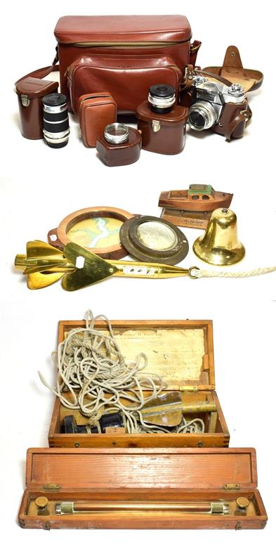 Lot 3079 - Various Ship Related Items including T Walkers Harpoon Ship's Log, brass bell 'Winkworth'...
