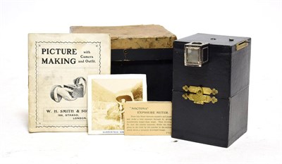Lot 3092 - J T Clifford Box Camera with viewer, Picture Making booklet, six negative glass slides...