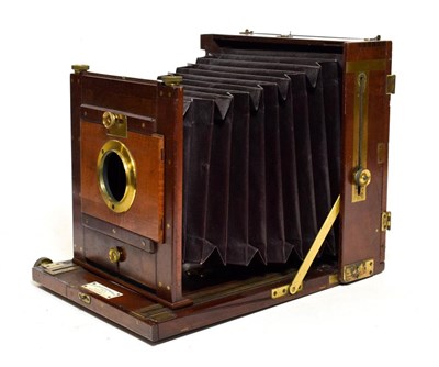 Lot 3095 - London Stereoscopic Co. Plate Camera 6x8'', mahogany body with brass fitting with makers plaque...