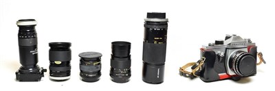 Lot 3102 - Various Cameras And Lenses including Praktica L, Ensign Prontor II; Tamron f5.6 300mm, Ozeck II...