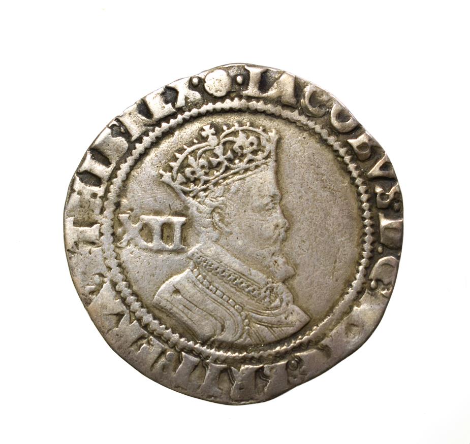Lot 4001 - James I, 1605 - 1606 Shilling. 5.68g, 29.7mm, 11h. Second coinage coinage, mintmark rose. Obv:...
