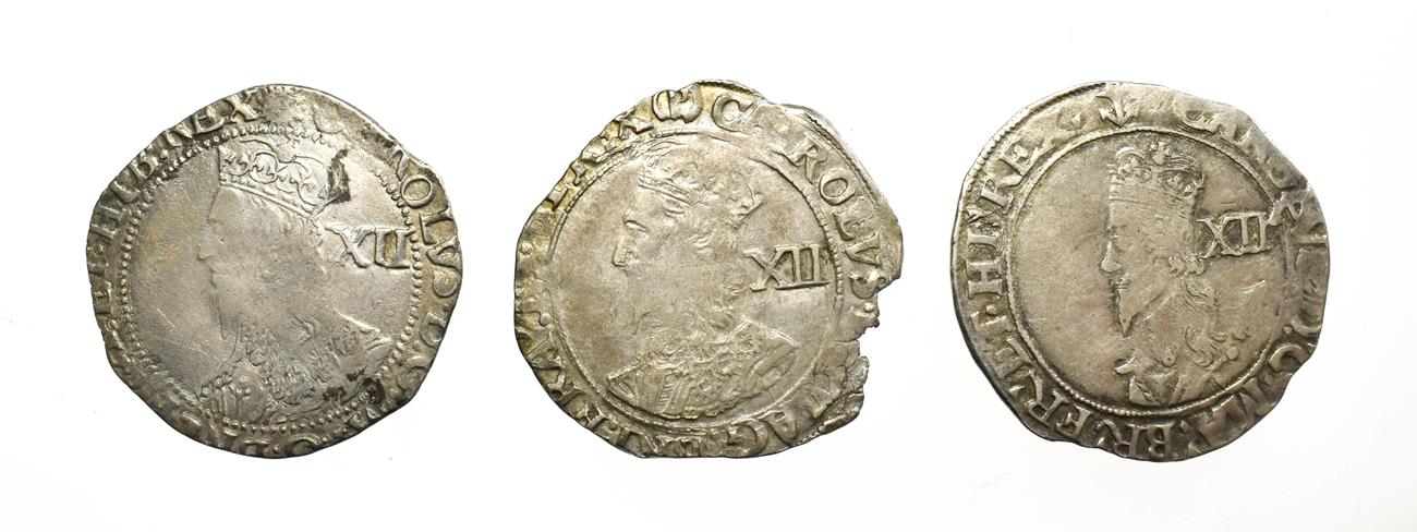 Lot 4004 - 3 x Charles I Shillings consisting of: 1638 - 1639 shilling. 6.19g, 30.5mm, 3h. Tower mint...