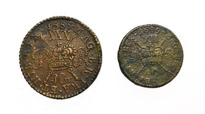 Lot 4011 - Ireland, James II, 1689 Gun Money Halfcrown. Type I. Obv: Laureate and draped bust left. Rev: Crown