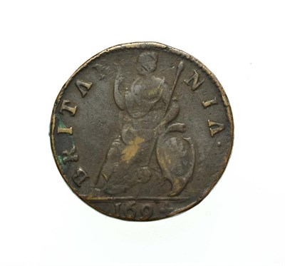 Lot 4013 - William and Mary, 1694 Farthing. Unbarred A's in Brittania error. Obv: Conjoined busts of...