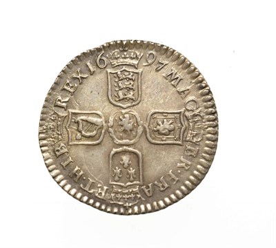 Lot 4016 - William III, 1697 Bristol Mint Sixpence. Obv: Laureate and draped bust right, B below for...