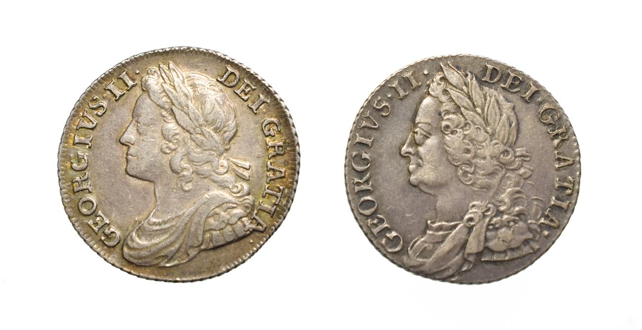 Lot 4021 - George II, 2 x Silver Shillings consisting of: 1739 Shilling. Obv: Laureate and draped bust of...