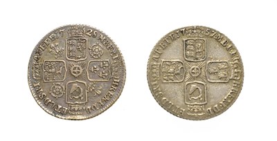 Lot 4022 - George II, 2 x Silver Sixpences consisting of: 1728 sixpence. Obv: Young laureate and draped...