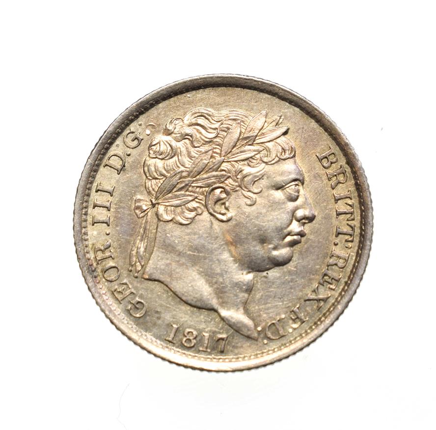 Lot 4023 - George III, 1817 Shilling. Obv: Laureate head right. Rev: Crowned shield in garter. S. 3790....
