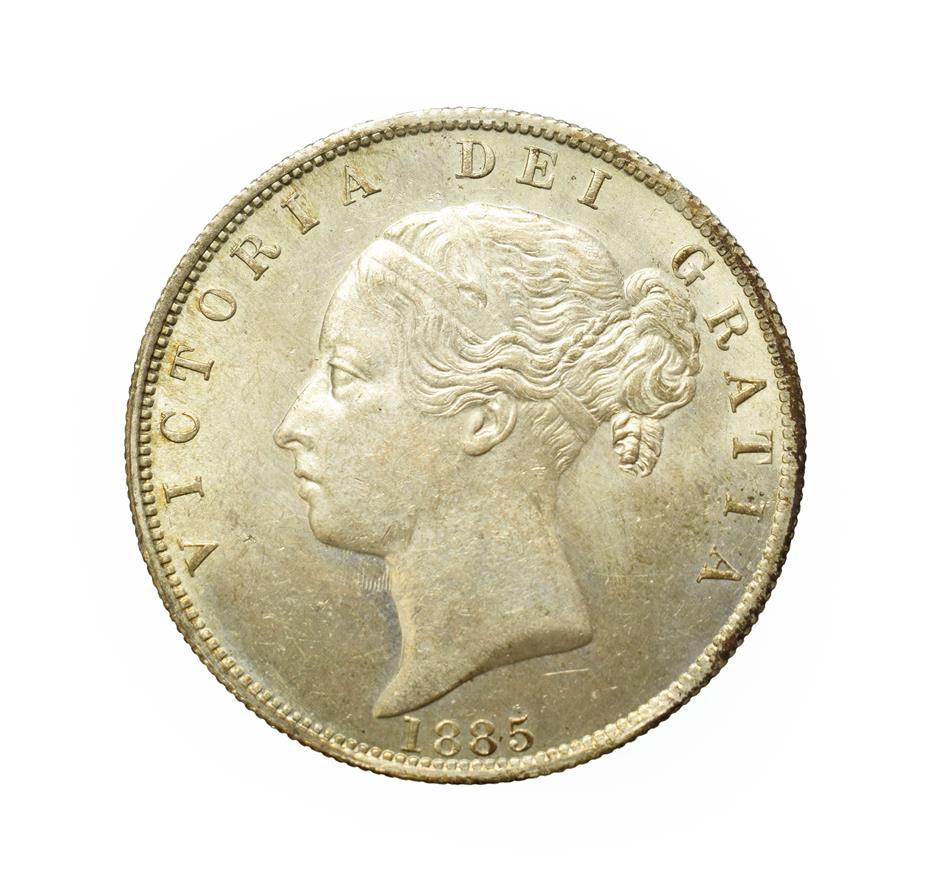 Lot 4032 - Victoria, 1885 Halfcrown. Type A5. Obv: Young head of Victoria left. Rev: Crowned shield of...