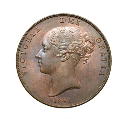 Lot 4036 - Victoria, 1841 Penny. Obv: Young head left, W.W. on truncation, 1841 below. Rev: Britannia...