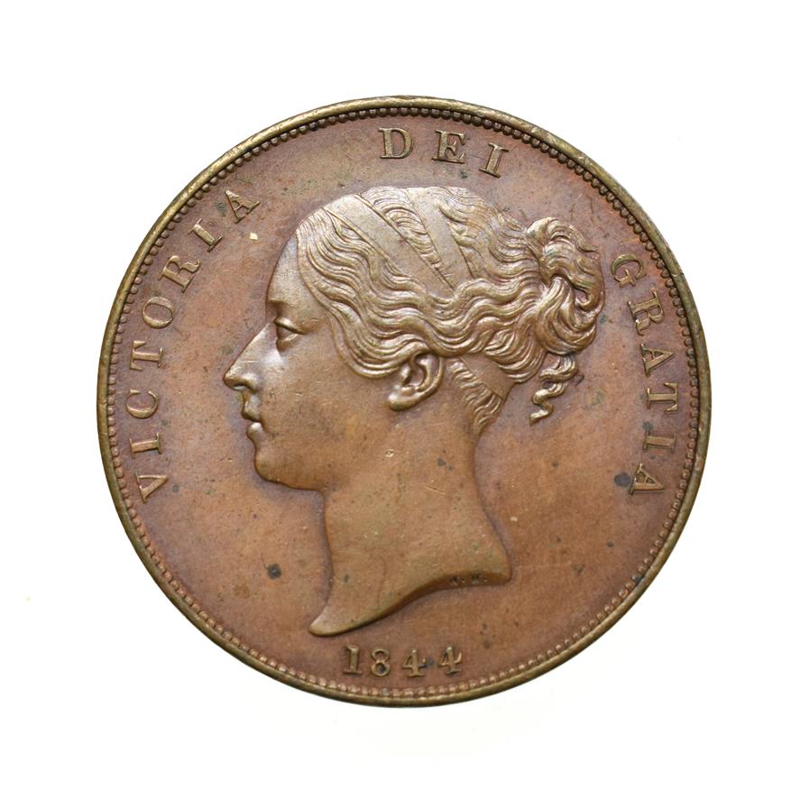 Lot 4037 - Victoria, 1844 Penny. Obv: Young head left, W.W. on truncation, 1844 below. Rev: Britannia...