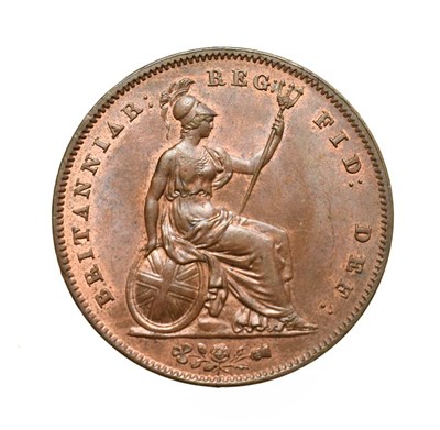 Lot 4041 - Victoria, 1848/7 Penny. Obv: Young head left, W.W. on truncation, 1848/7 below. Rev: Britannia...