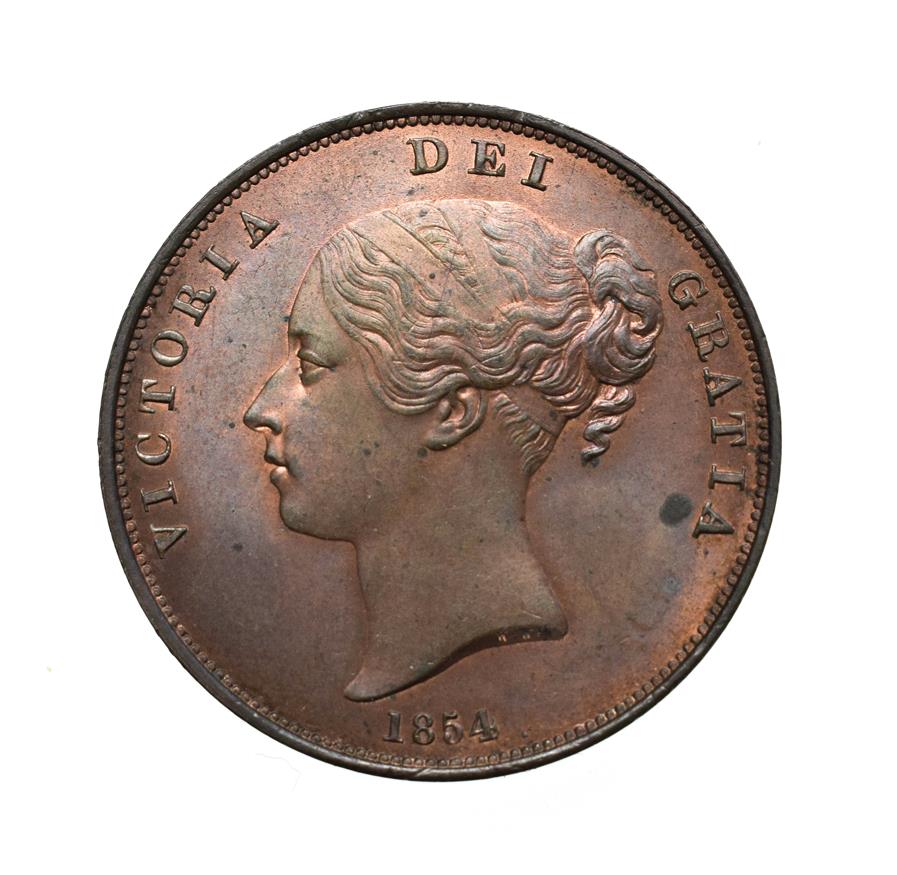Lot 4044 - Victoria, 1854 Penny. Obv: Young head left, W.W. on truncation, 1854 below. Rev: Britannia...
