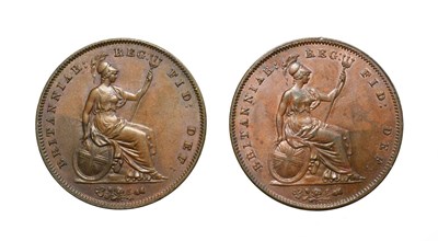 Lot 4045 - Victoria, 2 x Young Head Pennies, 1858, 1858/7. Obv: Young head left, W.W. on truncation, dates...