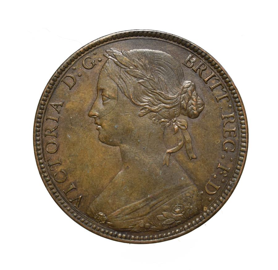 Lot 4046 - Victoria, 1860 Penny. ''Bun head'' type. Obv: 1, Laureate and draped bust left, hair tied in a bun