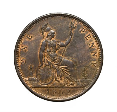 Lot 4047 - Victoria, 1862 Penny. ''Bun head'' type. Obv: 6, Laureate and draped bust left, hair tied in a bun.